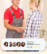 Cleaner greeting a homeowner